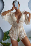 Prettyswomen Mesh Rompers Cover-up Three-piece Bikini Suits