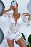 Prettyswomen Mesh Rompers Cover-up Three-piece Bikini Suits