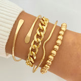 gold Retro Thick Chain Personalized Bracelet Mixed Open Bracelet Bracelet Stacked Style Suit Bracelet