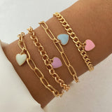 gold Retro Thick Chain Personalized Bracelet Mixed Open Bracelet Bracelet Stacked Style Suit Bracelet