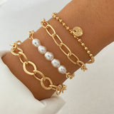 gold Retro Thick Chain Personalized Bracelet Mixed Open Bracelet Bracelet Stacked Style Suit Bracelet