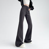 Prettyswomen-shop Fall street style Gray Micro Flared Sports Pants for Women Spring and Autumn Casual Small Sweatpants