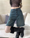 jort outfits Denim Shorts Women's Fashionable All-Matching Summer Thin New High Waist Retro Small Loose Straight Slimming Cropped Pants