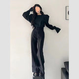 business casual outfits Elegant High-Rise Suit Korean Style High Waist Straight Loose Slimming Mopping Wide-Leg Suit Pants for Women Autumn and Winter