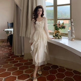 dress New Long Sleeve Dress Niche Design Waist Slimming Fairy