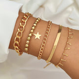 gold Retro Thick Chain Personalized Bracelet Mixed Open Bracelet Bracelet Stacked Style Suit Bracelet