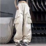 set American Retro Overalls Women's 2024 Summer High Waist Straight Wide Leg Pants Design Loose Casual Mopping Pants