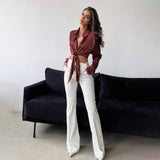 Prettyswomen-shop fall outfits Style Women's Street Style 2024 New Women's Trousers Casual Leather Pants for Women