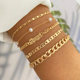 gold Retro Thick Chain Personalized Bracelet Mixed Open Bracelet Bracelet Stacked Style Suit Bracelet