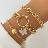 gold Retro Thick Chain Personalized Bracelet Mixed Open Bracelet Bracelet Stacked Style Suit Bracelet