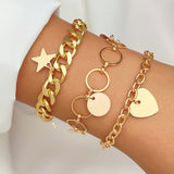 gold Retro Thick Chain Personalized Bracelet Mixed Open Bracelet Bracelet Stacked Style Suit Bracelet