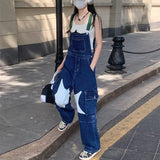 Prettyswomen-shop back to school fits  Star Denim Suspender Pants for Women 2024 Summer New Loose Overalls