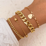 gold Retro Thick Chain Personalized Bracelet Mixed Open Bracelet Bracelet Stacked Style Suit Bracelet