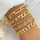 gold Retro Thick Chain Personalized Bracelet Mixed Open Bracelet Bracelet Stacked Style Suit Bracelet