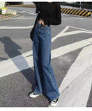 Prettyswomen-shop baggy Jeans Women's Western Style High Waist Straight Loose Wide Leg Pants Draping Mop Pants