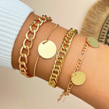 gold Retro Thick Chain Personalized Bracelet Mixed Open Bracelet Bracelet Stacked Style Suit Bracelet