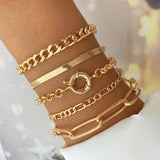 gold Retro Thick Chain Personalized Bracelet Mixed Open Bracelet Bracelet Stacked Style Suit Bracelet