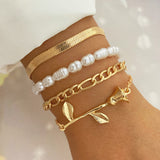 gold Retro Thick Chain Personalized Bracelet Mixed Open Bracelet Bracelet Stacked Style Suit Bracelet