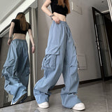 tomboy fits American Retro Slimming Overalls for Women Leg Loose Casual Pants