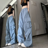 tomboy fits American Retro Slimming Overalls for Women Leg Loose Casual Pants