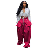 fall fashion Spring and Summer New Fashion Women's Casual Trousers Ins Detachable Three-Dimensional Pocket Wide-Leg Pants