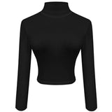 fall street style Black Short Half Turtleneck Bottoming Shirt Women's Long Sleeve Spring and Autumn Inner Tight Cotton Slim-Fit Super Slimming Navel Top