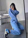 Prettyswomen Maci Solid Color Cropped Hoodie High Waist Sweatpants Matching Set