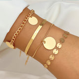 gold Retro Thick Chain Personalized Bracelet Mixed Open Bracelet Bracelet Stacked Style Suit Bracelet