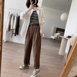 tomboy outfit Simple Casual Pants for Women Spring and Autumn New Loose plus Size Slimming Trousers Elastic High Waist Cotton Harem Pants for Women