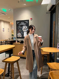 women’s fashion Hand-Stitched Arch Needle Slim Lace-up Bathrobe Wool Casual Long Coat Handmade Double-Sided Nylon Coat