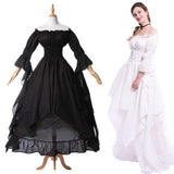 Prettyswomen-shop aesthetic halloween costumes Gorgeous Lace Flare Sleeve off-Neck Vintage Gothic Dress Prom Princess Dress