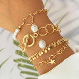 gold Retro Thick Chain Personalized Bracelet Mixed Open Bracelet Bracelet Stacked Style Suit Bracelet