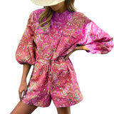 Prettyswomen Fresh Print Lace-Up Romper