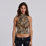 Prettyswomen-shop 2000s fashion Women's street style Leopard Print Halter Bottoming Vest for Top for Women