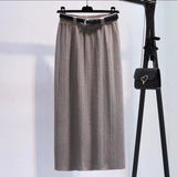 2000s fashion Knitted Skirt for Women Autumn and Winter New High-Grade Elastic Belt Belt Draping Pit Straight Skirt One-Step Skirt