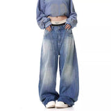 Prettyswomen-shop y2k American-Style Retro Washed Lightning Pattern Deconstruction Machete Jeans Men's and Women's Loose Three-Dimensional Cut Profile Banana Pants