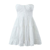 dress Women's Spring Women's New Party Dress White Wrapped Chest Lace Dress