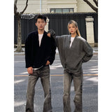 boy outfits fall street style Cardigan Sweater Men's and Women's Spring and Autumn Coat Sweater