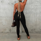 Prettyswomen Product Sexy Tight Backless Halter Trendy Hip Looking Jumpsuit