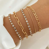 gold Retro Thick Chain Personalized Bracelet Mixed Open Bracelet Bracelet Stacked Style Suit Bracelet