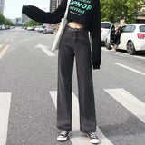 baggy Jeans Women's Western Style High Waist Straight Loose Wide Leg Pants Draping Mop Pants 