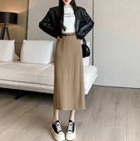 2000s fashion Knitted Skirt for Women Autumn and Winter New High-Grade Elastic Belt Belt Draping Pit Straight Skirt One-Step Skirt