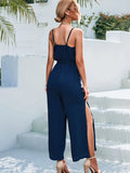 Prettyswomen Women Clothing Spring Summer V neck Strap Split Jumpsuit