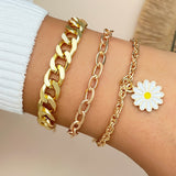 gold Retro Thick Chain Personalized Bracelet Mixed Open Bracelet Bracelet Stacked Style Suit Bracelet