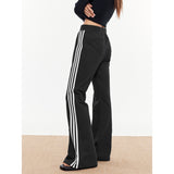 backpack inspo Spring and Summer New American Retro Hot Girl Deconstructing Side Three Bars Micro Pull Sweatpants Slim Fit Women's Yoga Sports Pants