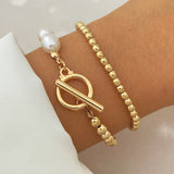 gold Retro Thick Chain Personalized Bracelet Mixed Open Bracelet Bracelet Stacked Style Suit Bracelet