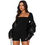 Prettyswomen Women Clothing Pure Black Dress Women Jumpsuit Thick