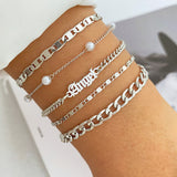 gold Retro Thick Chain Personalized Bracelet Mixed Open Bracelet Bracelet Stacked Style Suit Bracelet