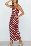 Prettyswomen Polka Dots Tie-waist Cami Jumpsuits