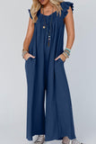 Prettyswomen Ruffle Sleeve Pocketed Jumpsuits